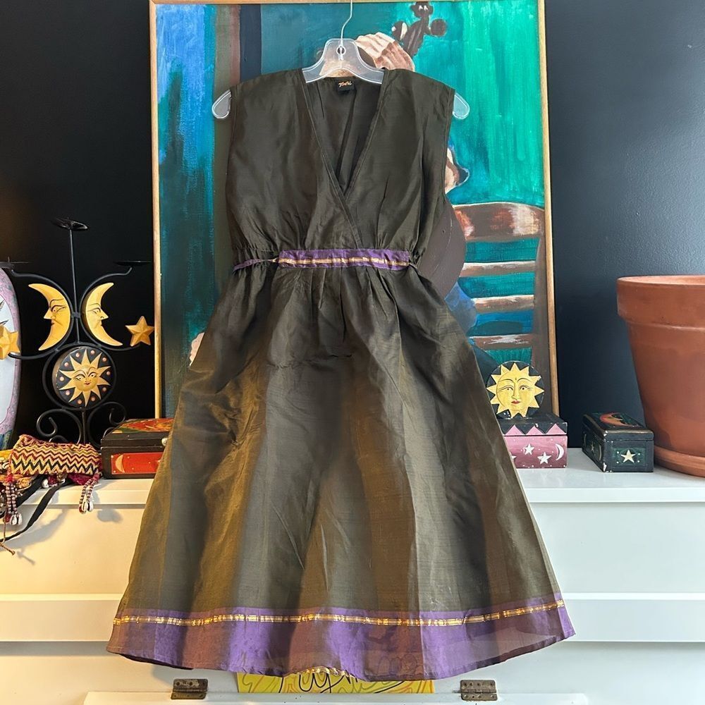 Tempol Boho Hippie Olive Green Midi Dress One Size